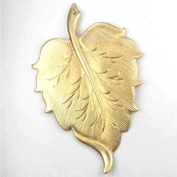 Brass 43x29MM Veined Leaf