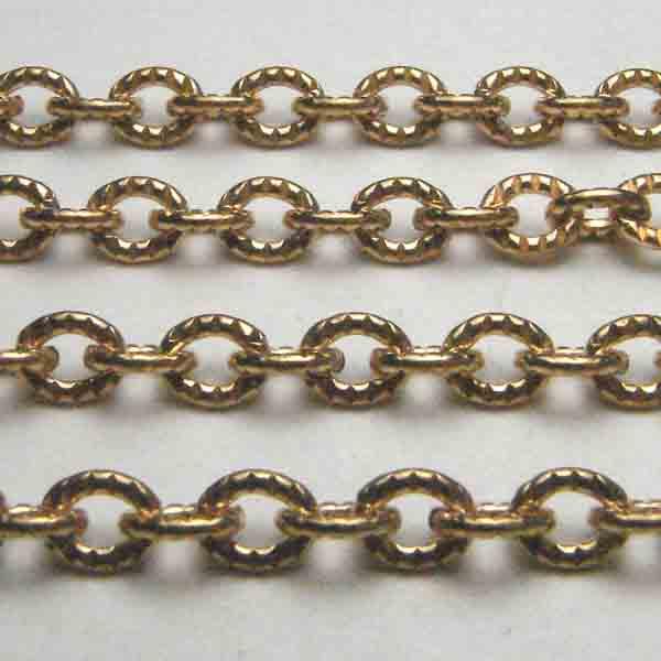 Brass 4X3MM Textured Oval Cable Chain