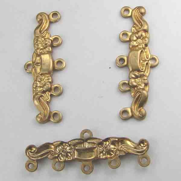 Brass 5 Strand Neckace 24X5MM Backbar Connector