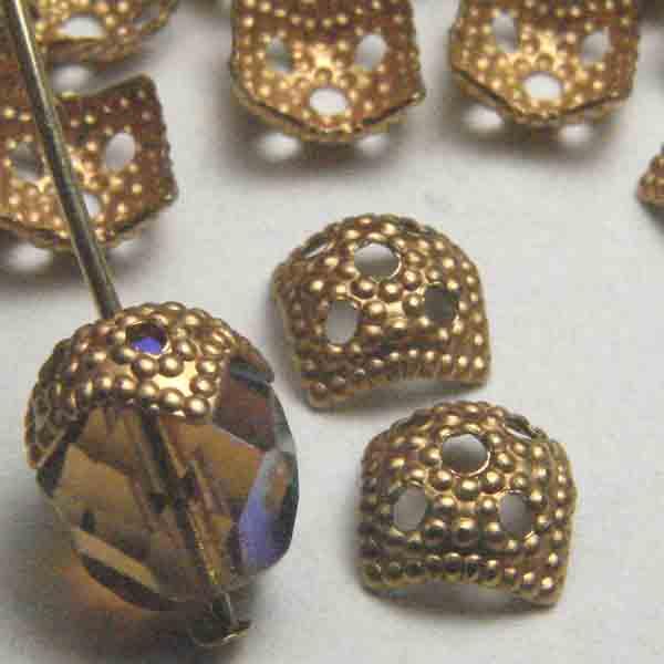 Brass Bead Cap Squared Textured fits 8mm beads