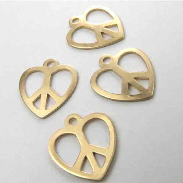 Brass Heart Shaped Peace Symbol