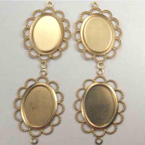 Brass Setting 18X13MM Lace Edge Connector Setting