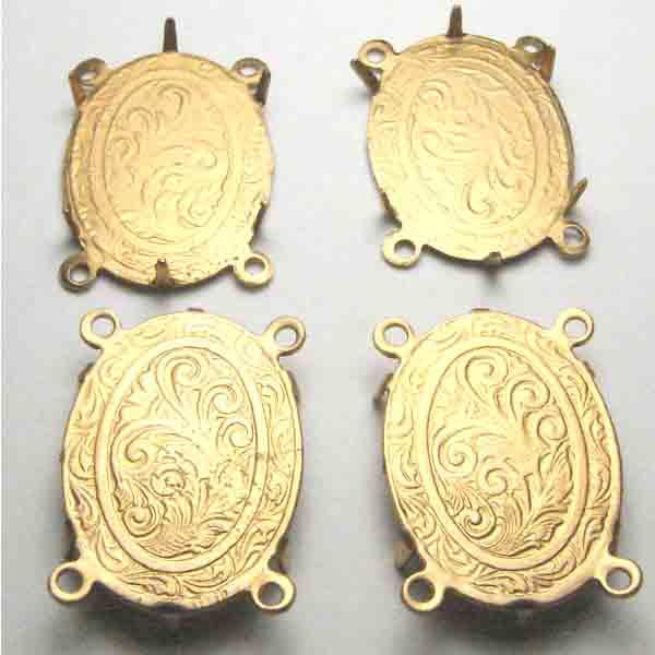 Brass Setting for 18X13 Stones with 4 Loops and Prongs