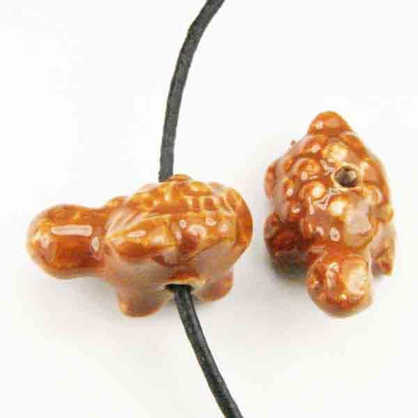 Brown 20x12MM Glazed Ceramic 3-D Turtle
