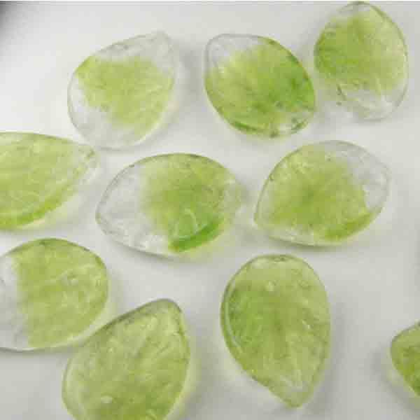 Crystal W/Light Olivine 15x11MM Twisted Leaf