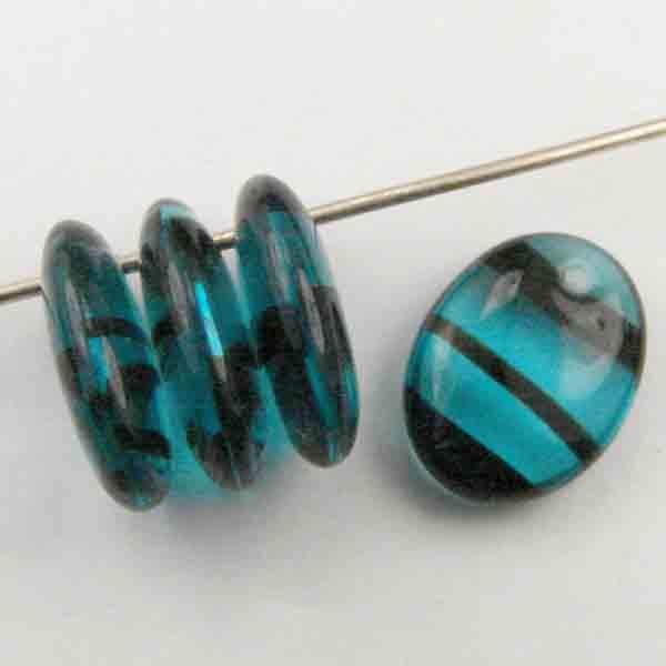 Dark Aqua Tortise 11x8.5MM Flat Oval