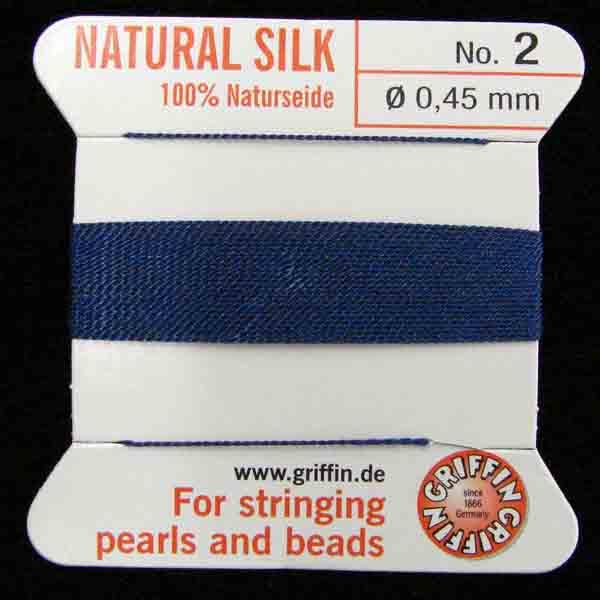 Dark Blue Size 2 (.45mm) Griffin Silk Cord With Flex Needle