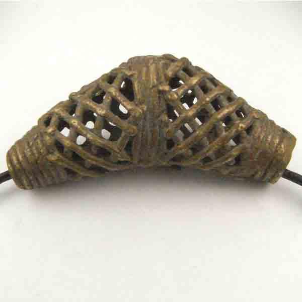 Dark Brass 39X15MM Elbow Lattice Africa Handformed