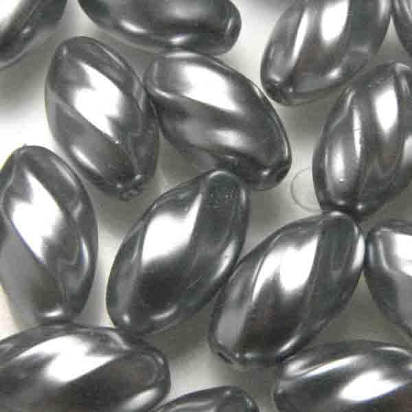 Dark Gray 14x8MM Twisted Oval Pearl