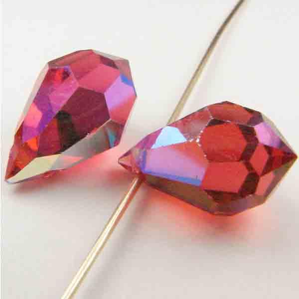 Dark Padparadscha AB Machine Cut 15x9MM Top Drilled Tear Drop