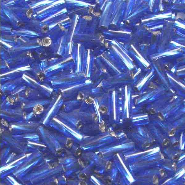 Dark Sapphire Silver Lined Sz 3 (7x2MM) Twisted Bugle