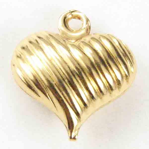 Gold Plate 10MM Ribbed Hollow Heart