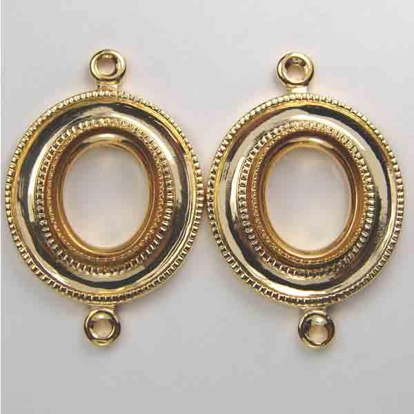 Gold Plate 10X8MM Cabochon Connector Setting