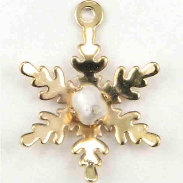 Gold Plate 12MM Snowflake with Pearl