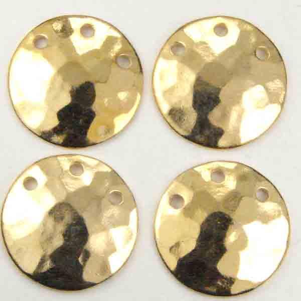 Gold Plate 13MM Dished Hammered 3 Hole Round
