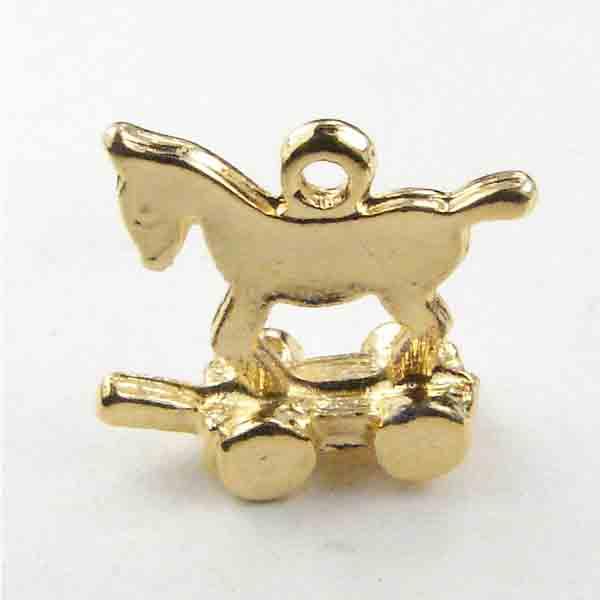 Gold Plate 13x5MM 3-D Pony Pull Toy