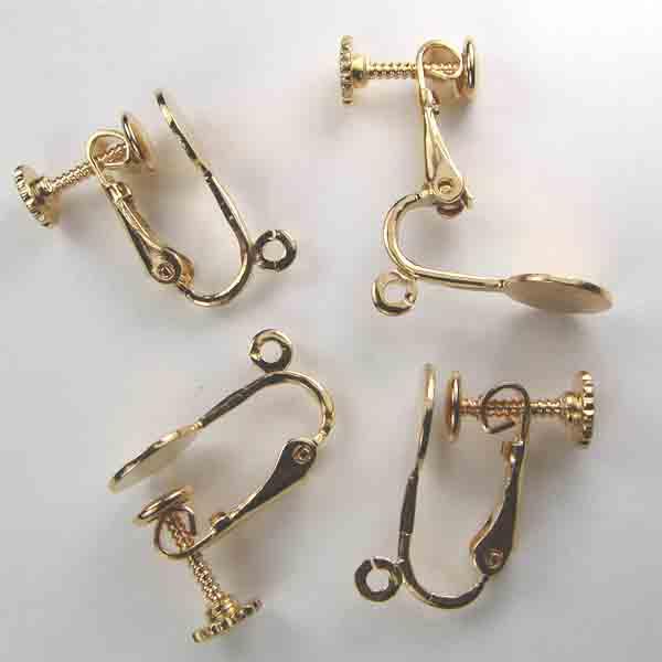 Gold Plate 13x9MM Clip On With Screw Back, 8MM Gluing Pad And Hanging Loop