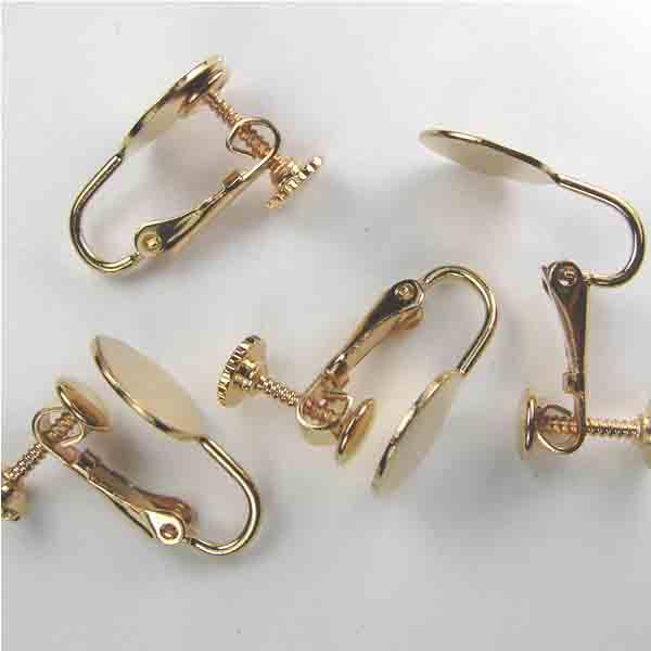 Gold Plate 13x9MM Clip On With Screw Back And 10MM Gluing Pad