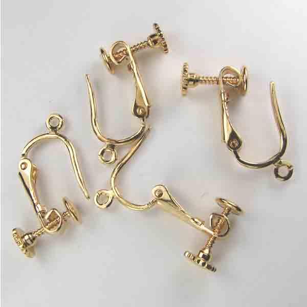 Gold Plate 13x9MM Pierced Look Clip On With Screw Back and Hanging Loop