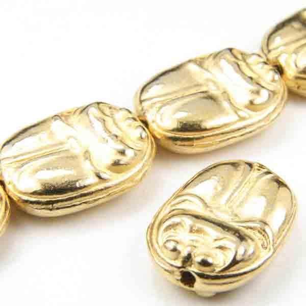 Gold Plate 14x11MM Double Sided Scarab Bead