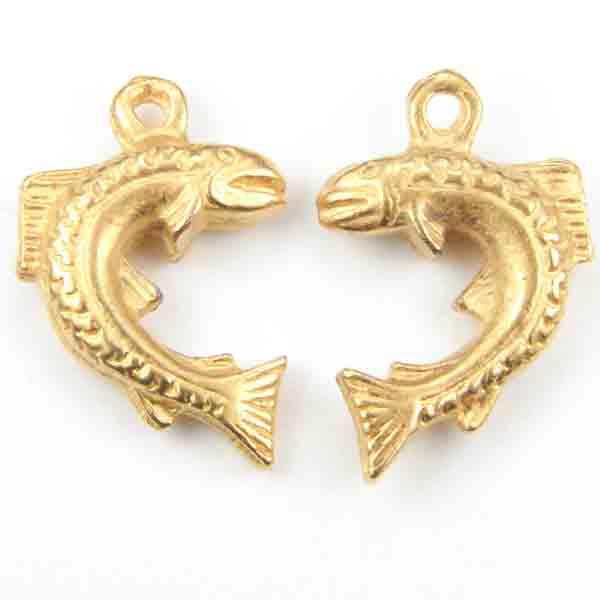 Gold Plate 15x11MM Jumping Fish
