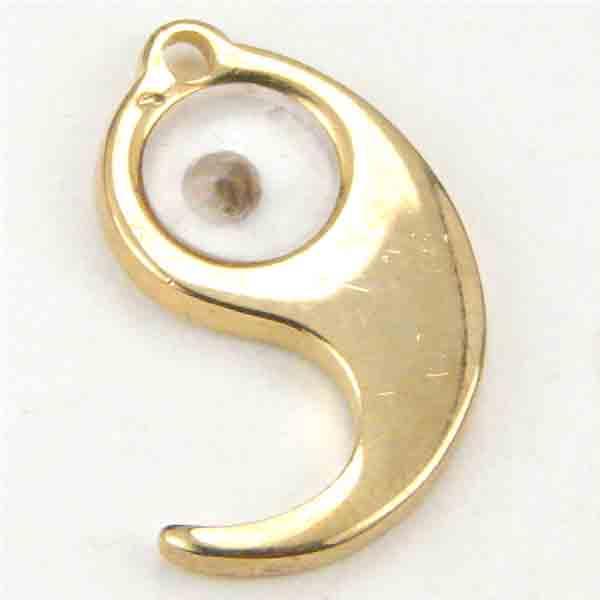 Gold Plate 16x12MM Comma With Crystal Rhinestone in Window