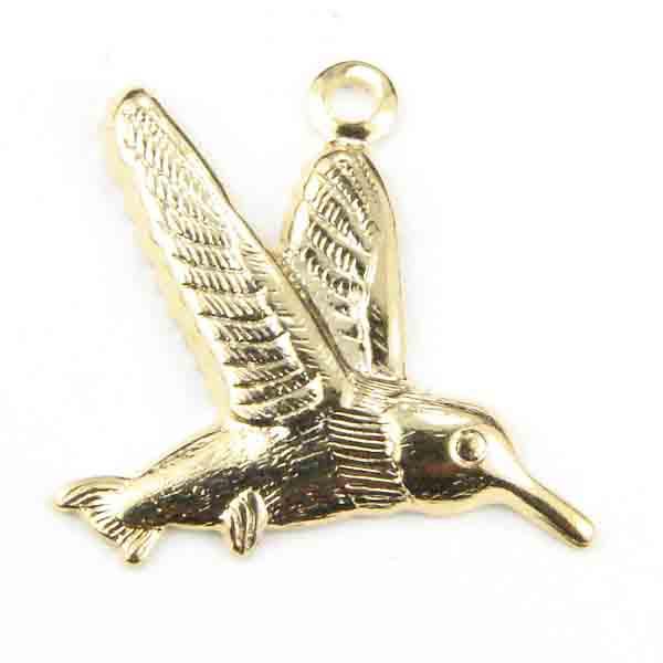 Gold Plate 16x18MM Right Facing Hummingbird