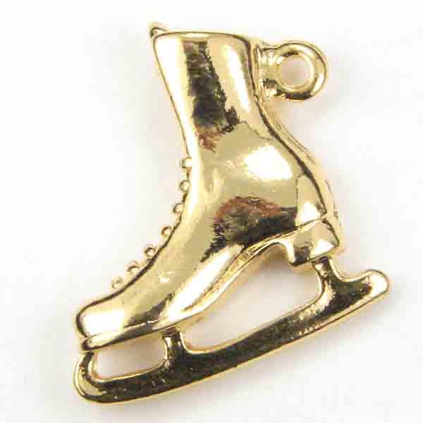 Gold Plate 19X17MM 3D Ice Skate