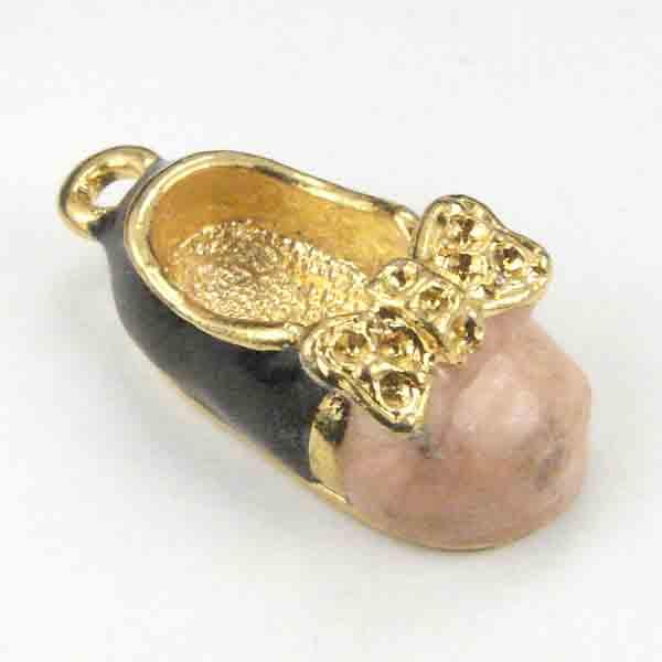 Gold Plate 20X11MM Bow Slipper Pink