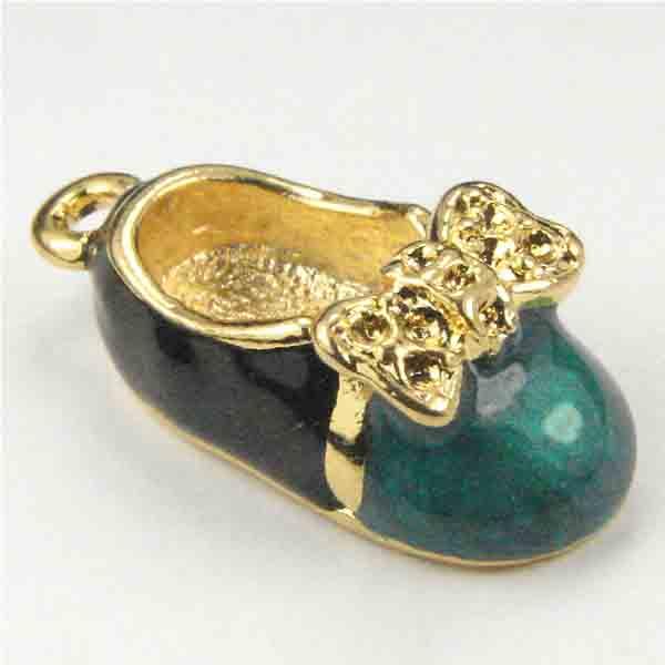 Gold Plate 20X11MM Bow Slipper Teal