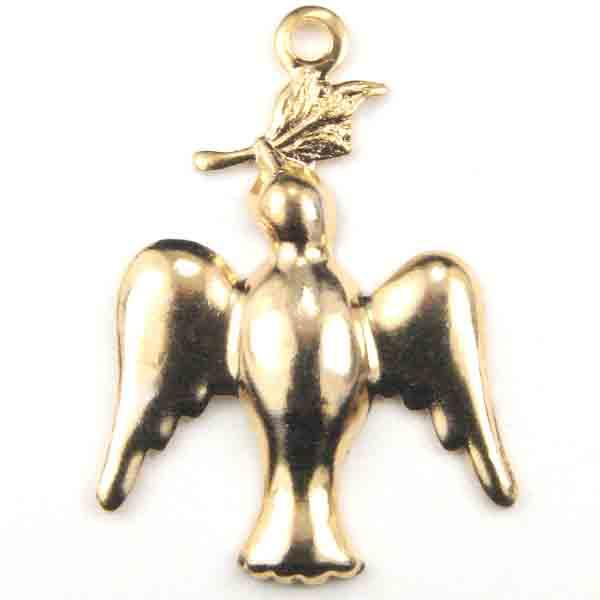 Gold Plate 21x7MM Dove Of Peace