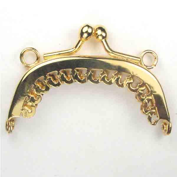 Gold Plate 2.25 Inch Handbag Purse Frame With Looped Detail