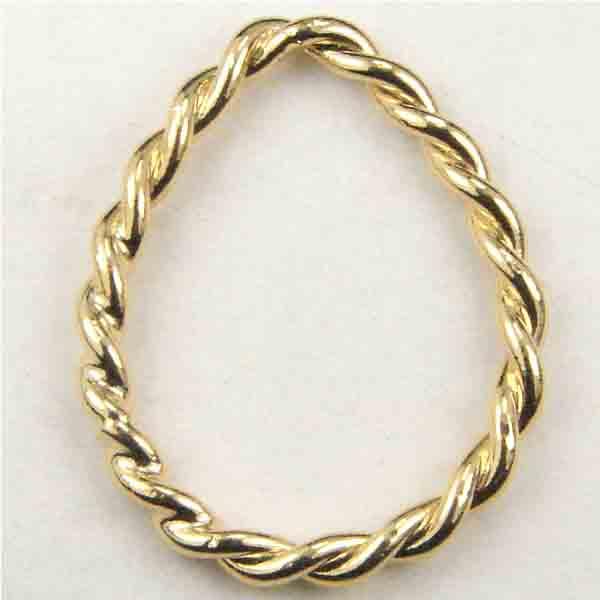 Gold Plate 22x18MM Twisted Wire Tear Ring
