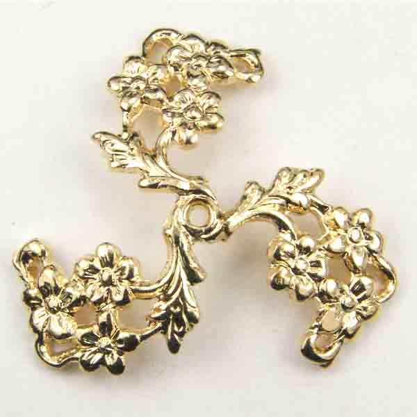 Gold Plate 23MM Domed Triple Floral Stamping