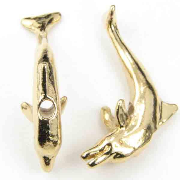 Gold Plate 23x12MM Dolphin Bead