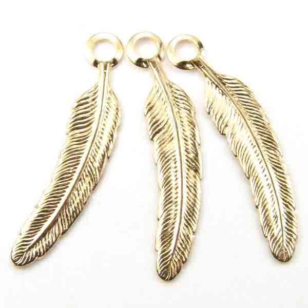 Gold Plate 27x5MM Left Facing Feather