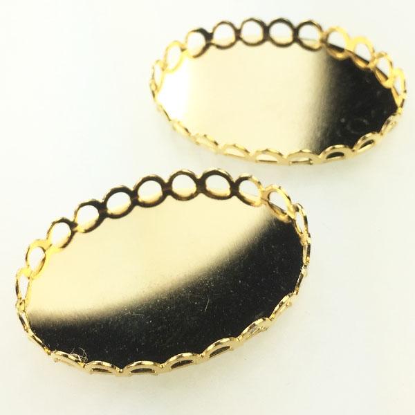 Gold Plate 30x22MM Lace Edge Cabochon Setting Bezel