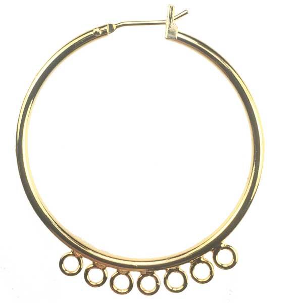 Gold Plate 35MM Chandelier Hoop With 7 Hanging Loops