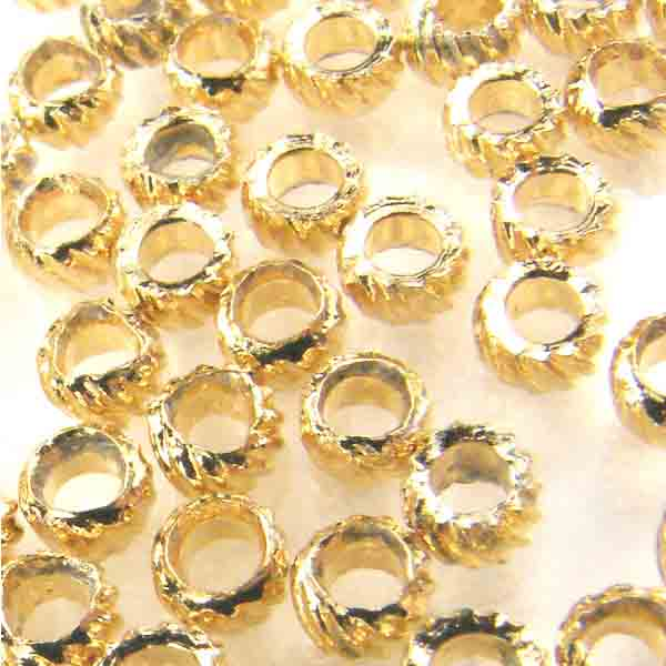 Gold Plate 3x2MM Heavy Duty Ribbed Crimp Bead