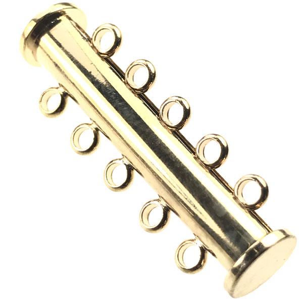 Gold Plate 5 Strand 20x10MM Magnetic Tube Slide Clasp