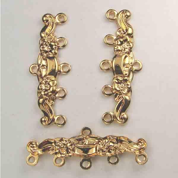 Gold Plate 5 Strand Neckace 24X5MM Backbar Connector