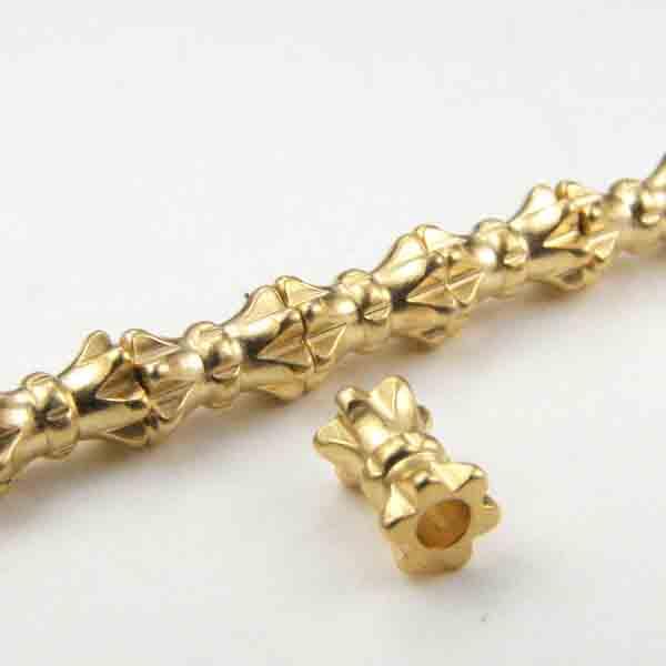 Gold Plate 6X3MM Bowtie Cylinder Bead