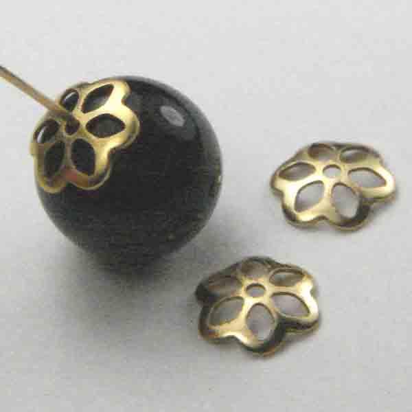 Gold Plate 8MM Openwork Flower Bead Cap