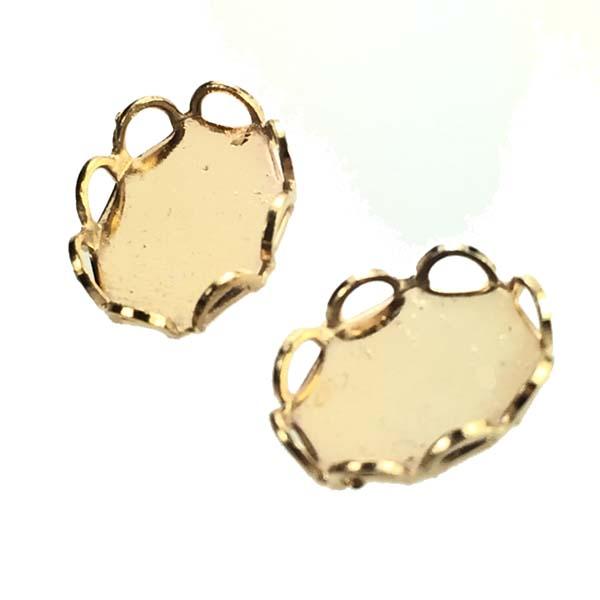 Gold Plate 8x6MM Lace Edge Cabochon Setting Bezel