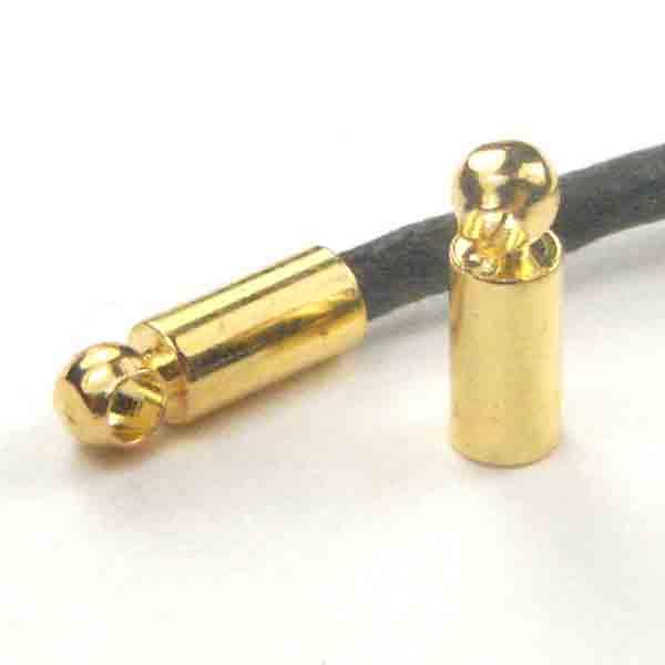 Gold Plate Cord End for 2mm Cord