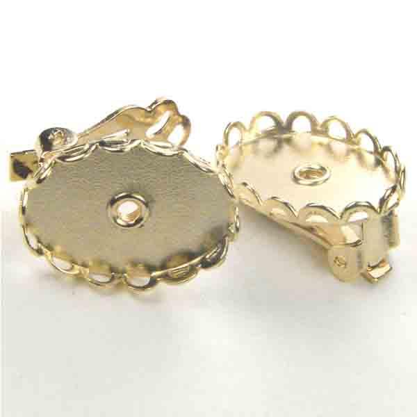 Gold Plate Lace Edge Clip On Setting for 18X13MM Stone