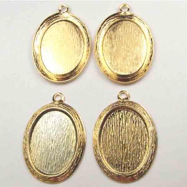 Gold Plate Textured 18X13MM Bezel Setting