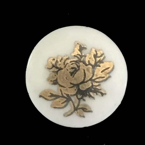 Gold Rose with Black On White 10MM Cabochon