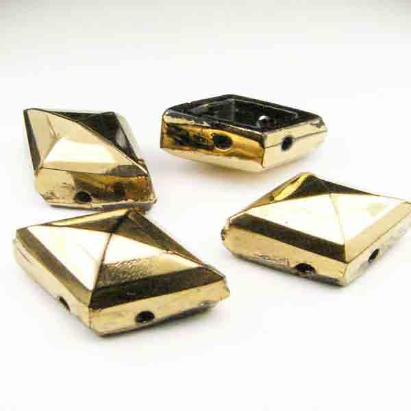 Gold Sewon Diamond Shaped 20X13 Faceted Glass