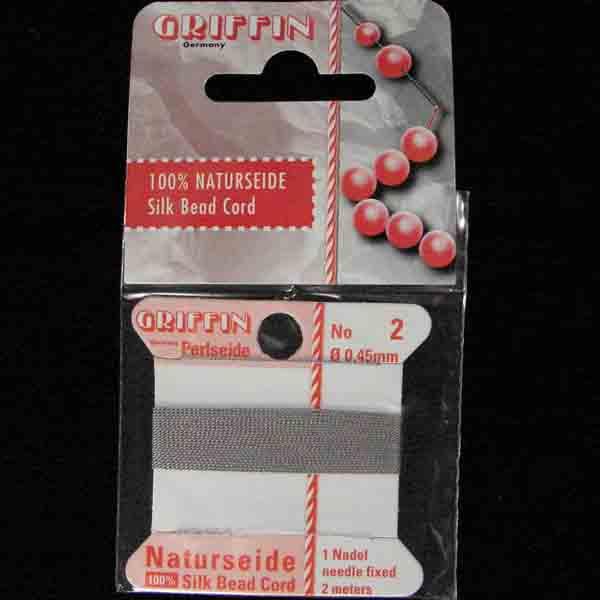 Gray Size 2 (.45mm) Griffin Silk Cord With Flex Needle
